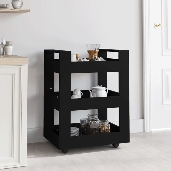 vidaXL Köksvagn svart 60x45x80 cm konstruerat trä Svart