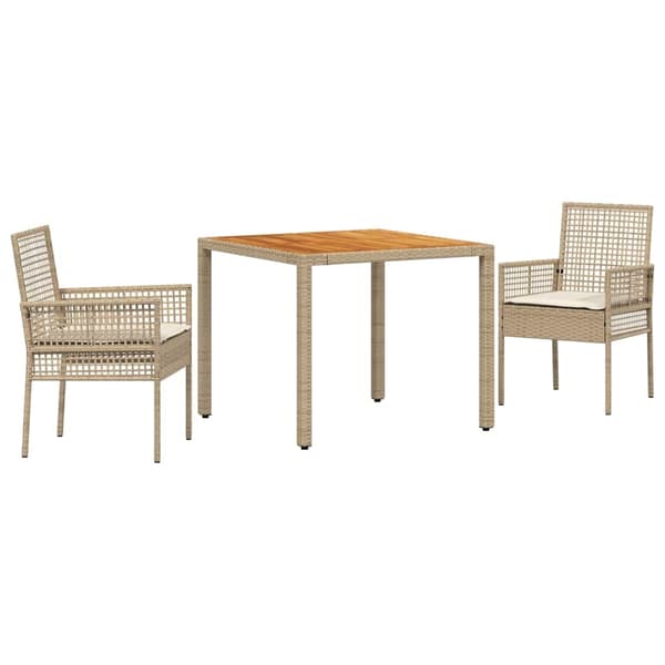 vidaXL Trädgårdsmöbelset 3 st Beige konstrotting Beige