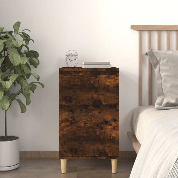 vidaXL Sängbord rökfärgad ek 40x35x70 cm Brun