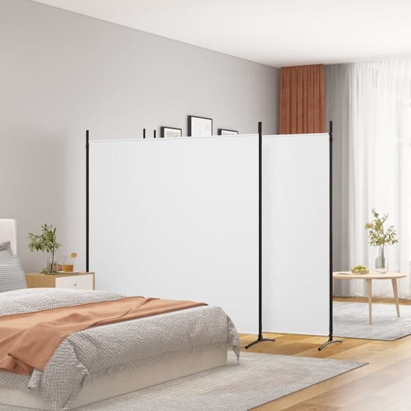 vidaXL Rumsavdelare 4 paneler vit 698x180 cm tyg Vit