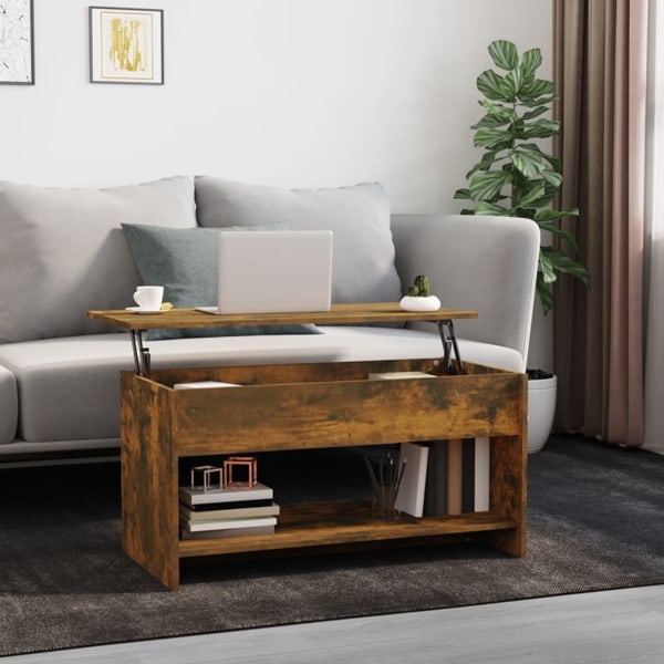 vidaXL Soffbord rökfärgad ek 102x50x52,5 cm konstruerat trä Brun