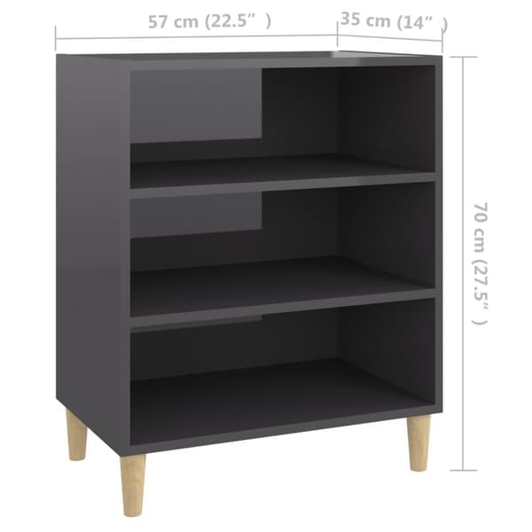 vidaXL Skänk grå högglans 57x35x70 cm spånskiva grå