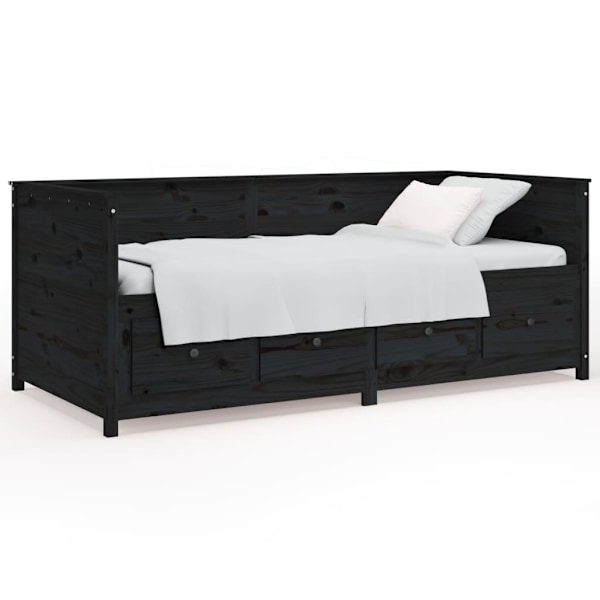 vidaXL Dagbädd svart 100x200 cm massiv furu Svart