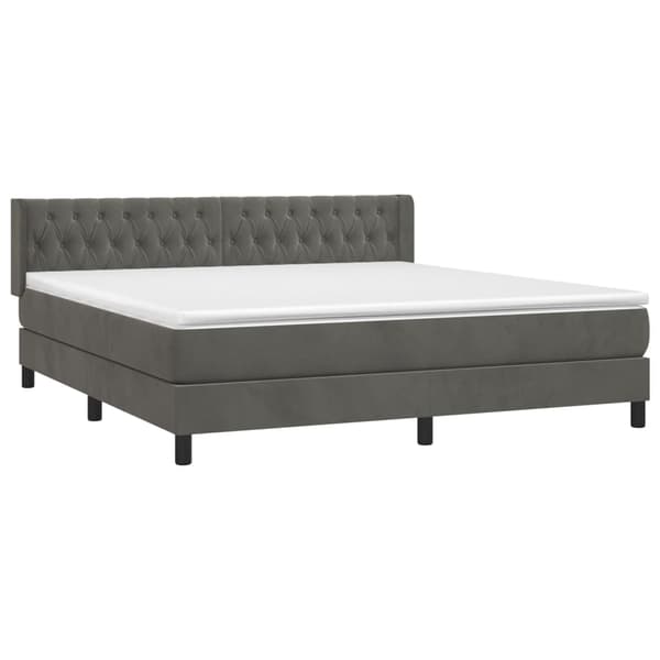vidaXL Ramsäng med madrass mörkgrå 180x200 cm sammet Grå