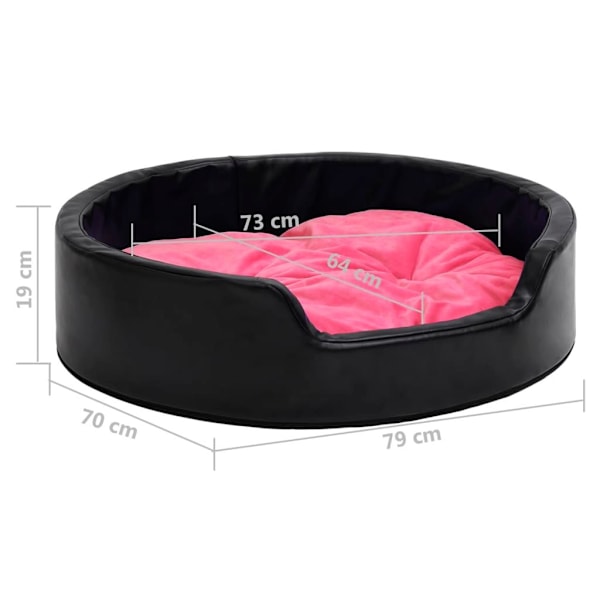 vidaXL Hundbädd svart och rosa 79x70x19 cm plysch och konstläder Svart