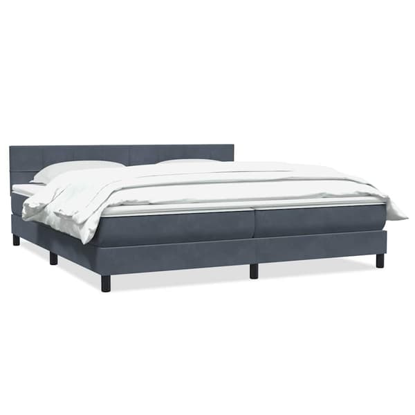 vidaXL Ramsäng med madrass mörkgrå 180x210 cm sammet Grå
