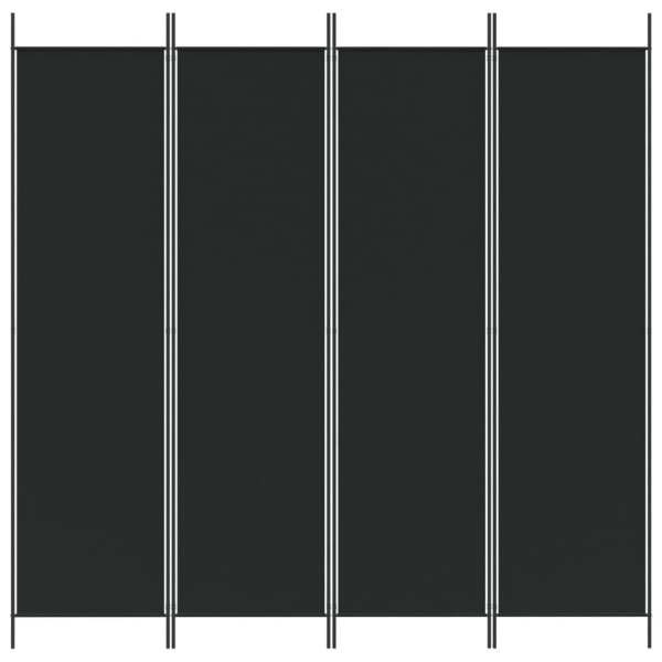 vidaXL Rumsavdelare 4 paneler svart 200x200 cm tyg Svart