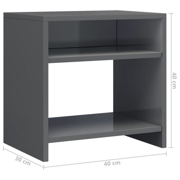 vidaXL Sängbord 2 st grå högglans 40x30x40 cm konstruerat trä grå
