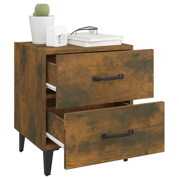 vidaXL Sängbord 2 st Rökfärgad ek 40x35x47,5 cm Brun