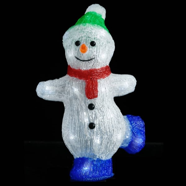 vidaXL Juldekoration snögubbe med LED-belysning akryl inne/ute Vit