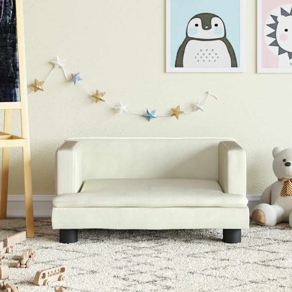 vidaXL Barnsoffa gräddvit 60x40x30 cm sammet Kräm
