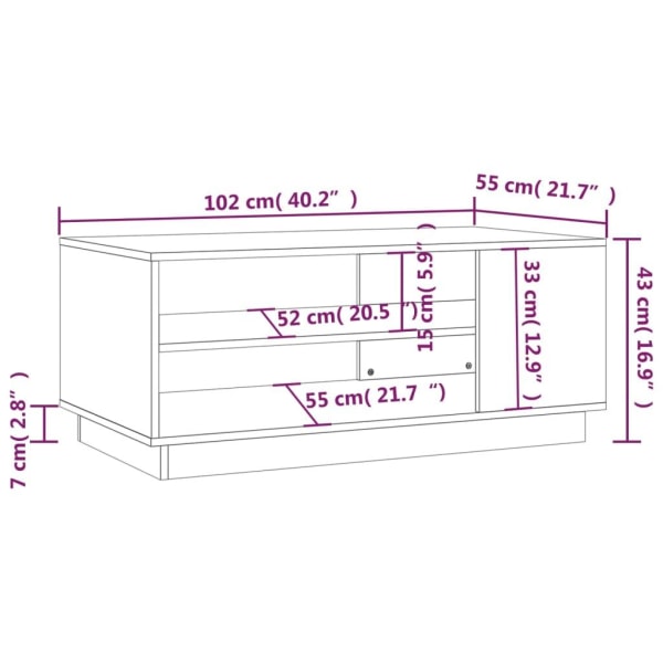 vidaXL Soffbord rökfärgad ek 102x55x43 cm konstruerat trä Brun