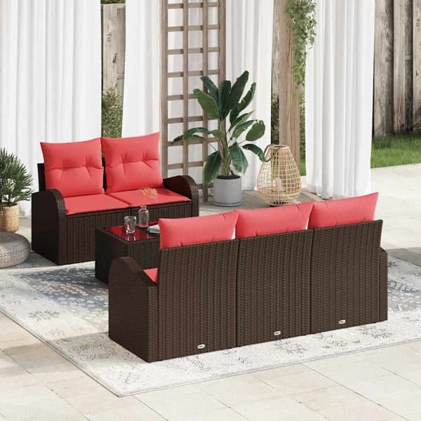 vidaXL Soffset 6 st 5-Antal sittplatser Brun Polyester Brun