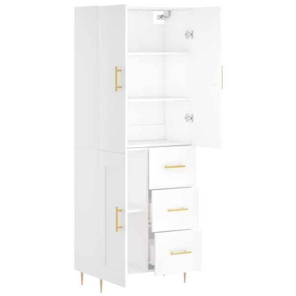 vidaXL Högskåp vit 69,5x34x180 cm konstruerat trä Vit