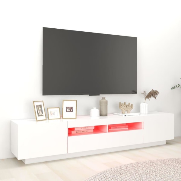 vidaXL TV-bänk med LED-belysning vit 200x35x40 cm Vit