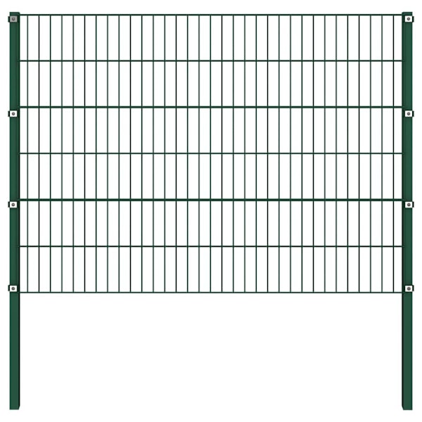vidaXL Stängselpanel med stolpar järn 8,5x1,2 m grön Grön