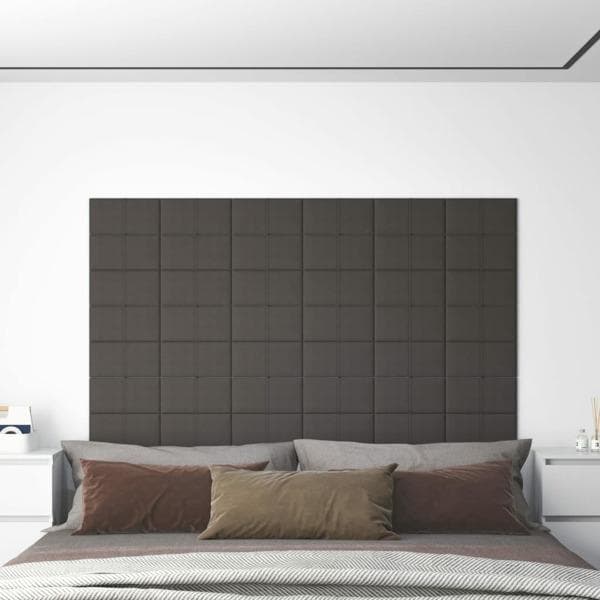 vidaXL Väggpaneler 12 st mörkgrå 30x15 cm tyg 0,54 m² Grå