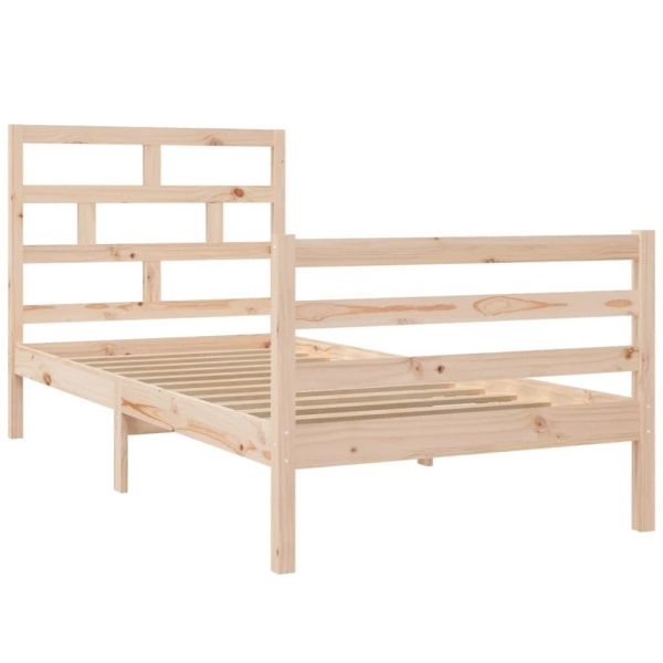 vidaXL Sängram massiv furu 90x200 cm Brun