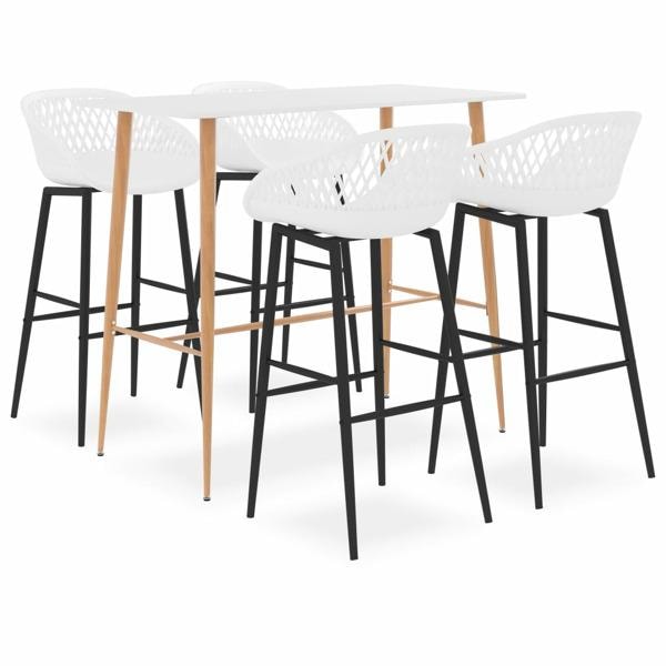 vidaXL Bargrupp 5 delar vit Vit