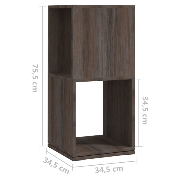 vidaXL Roterande hylla grå 34,5x34,5x75,5 cm konstruerat trä grå