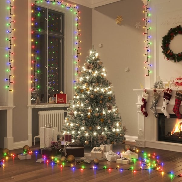 vidaXL Kompakt ljusslinga med 2000 LED flerfärgad 45 m PVC Multicolour and dark green