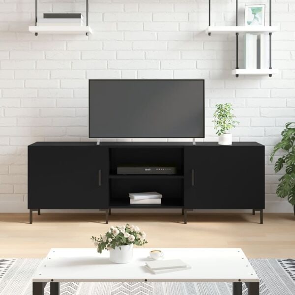 vidaXL Tv-bänk svart 150x30x50 cm konstruerat trä Svart