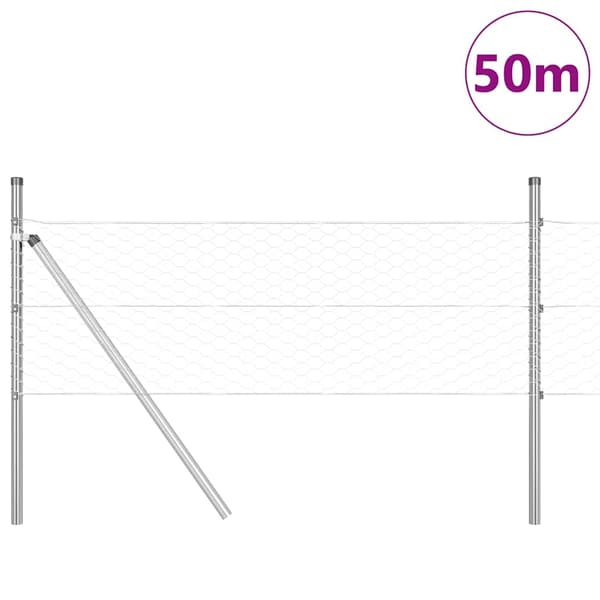 vidaXL Hexagonalt staket markfäste 50 x 0,4 m Galvaniserat stål Silver Silver