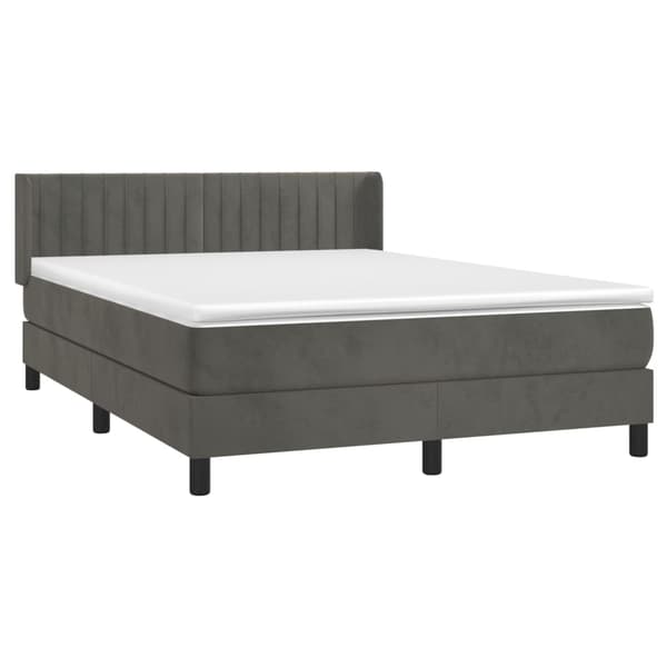 vidaXL Ramsäng med madrass mörkgrå 140x190 cm sammet Grå