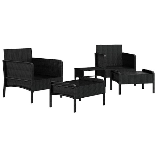 vidaXL Loungegrupp med dynor 5 delar konstrotting svart Svart