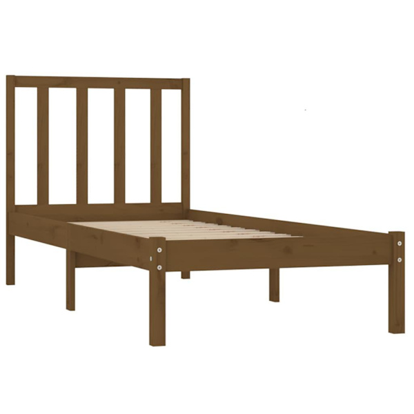 vidaXL Sängram honungsbrun massiv furu 100x200 cm enkelsäng Brun