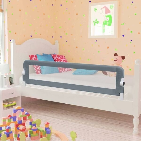 vidaXL Sängskena för barn grå 150x42 cm polyester grå