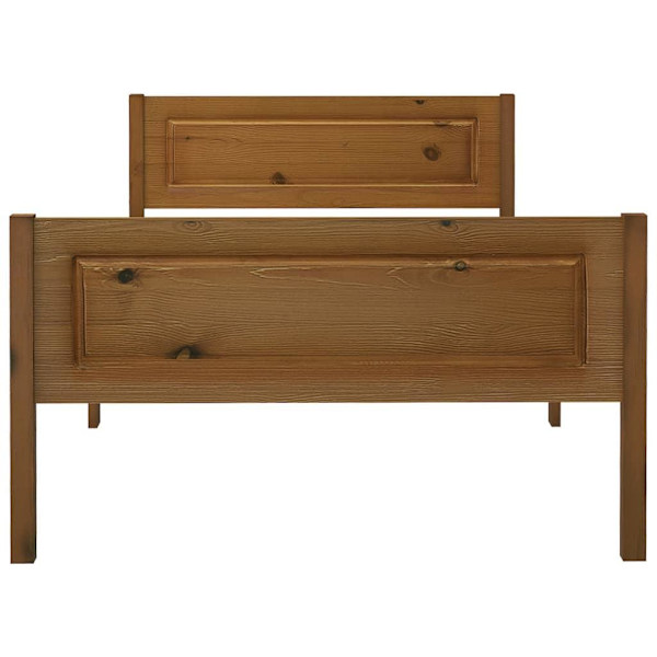 vidaXL Sängram massiv furu honungsbrun 90x200 cm Brun