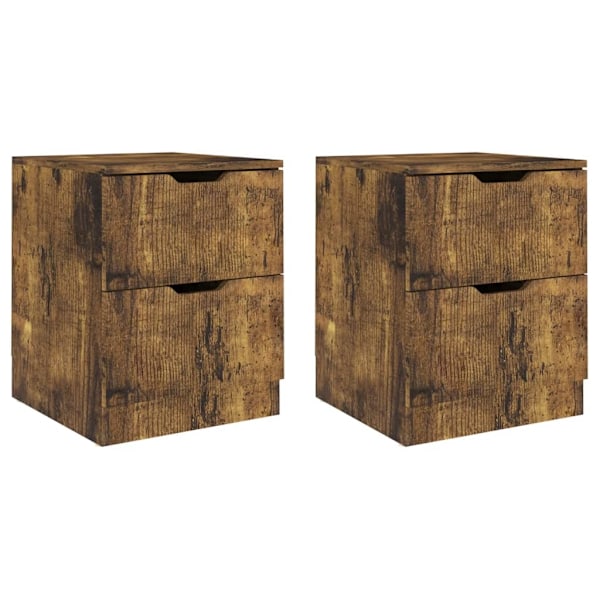 vidaXL Sängbord 2 st rökfärgad ek 40x40x50 cm konstruerat trä Brun