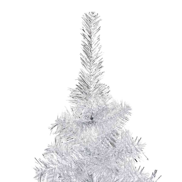 vidaXL Belyst plastgran med kulor silver 210 cm PET Silver
