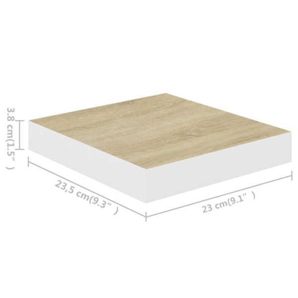 vidaXL Svävande vägghylla ek och vit 23x23,5x3,8 cm MDF Brun