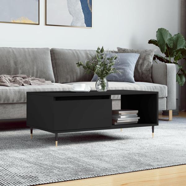 vidaXL Soffbord svart 90x50x36,5 cm konstruerat trä Svart