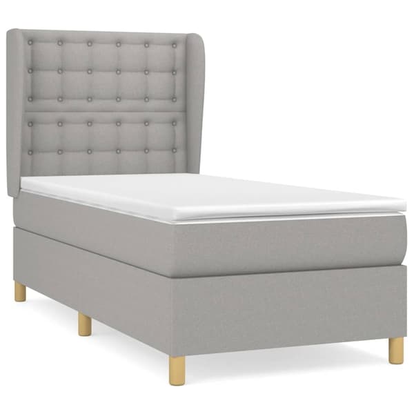 vidaXL Ramsäng med madrass ljusgrå 80x200 cm tyg Grå