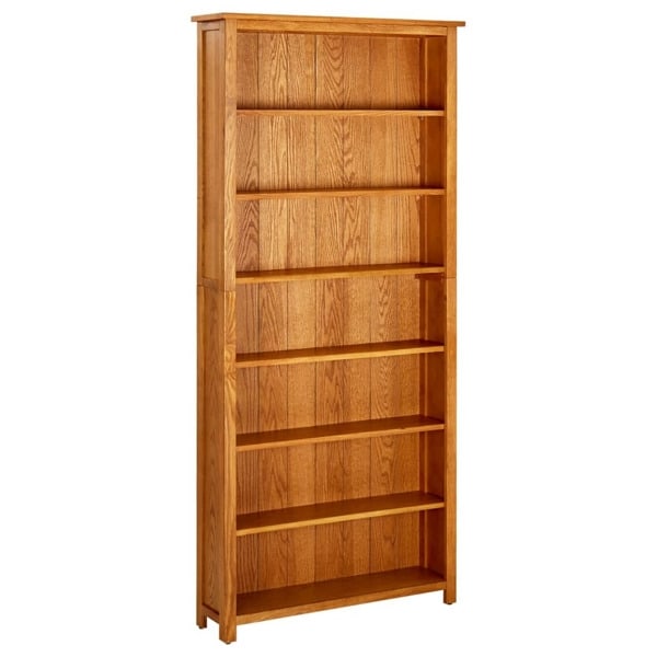 vidaXL Bokhylla 7 hyllor 90x22,5x200 cm massiv ek Brun