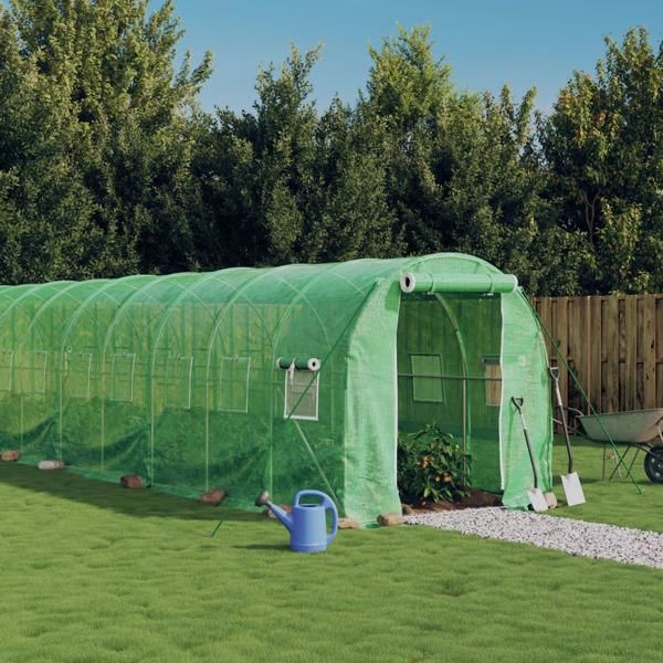 vidaXL Växthus med stålram grön 28 m² 14x2x2 m Grön