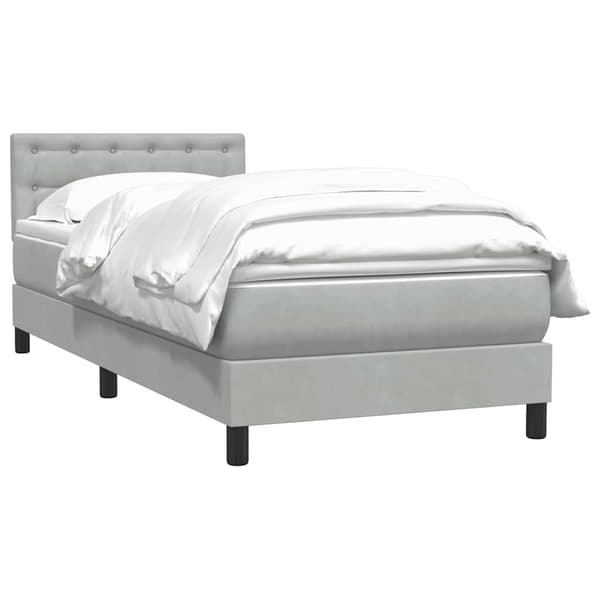 vidaXL Ramsäng med madrass ljusgrå 80x220 cm sammet Grå