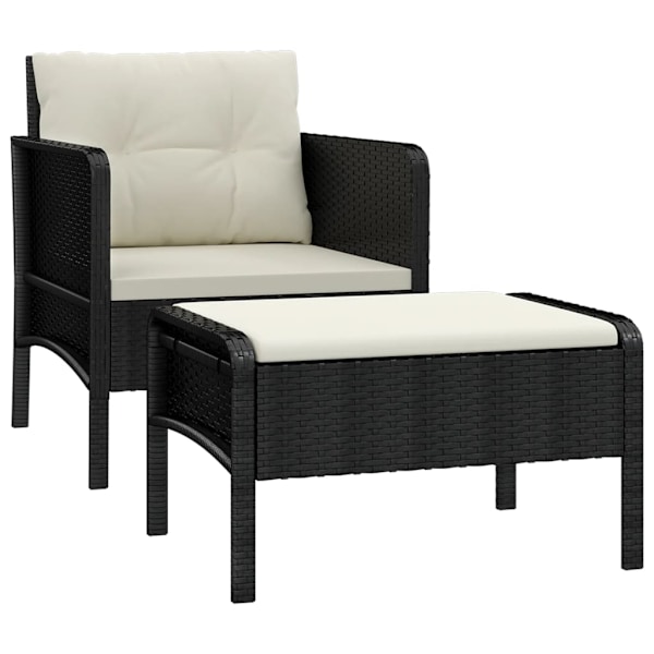 vidaXL Loungegrupp med dynor 2 delar svart konstrotting Svart