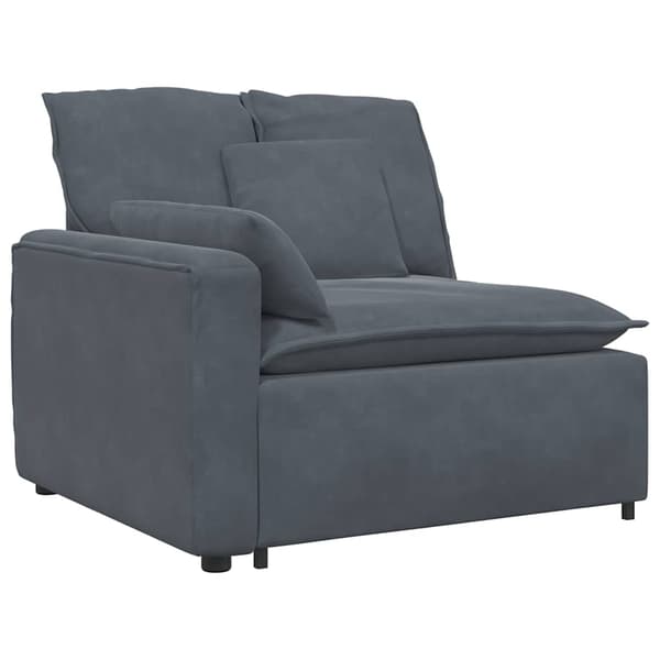 vidaXL Modulsoffa med dynor sammet mörkgrå Grå