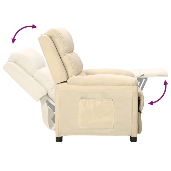 vidaXL Reclinerfåtölj gräddvit tyg Kräm