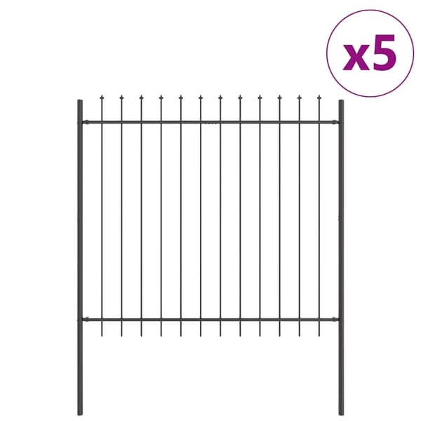 vidaXL Trädgårdsstängsel 5 pcs Grå 8,5 x 1,5 m Pulverlackerad stål Grå
