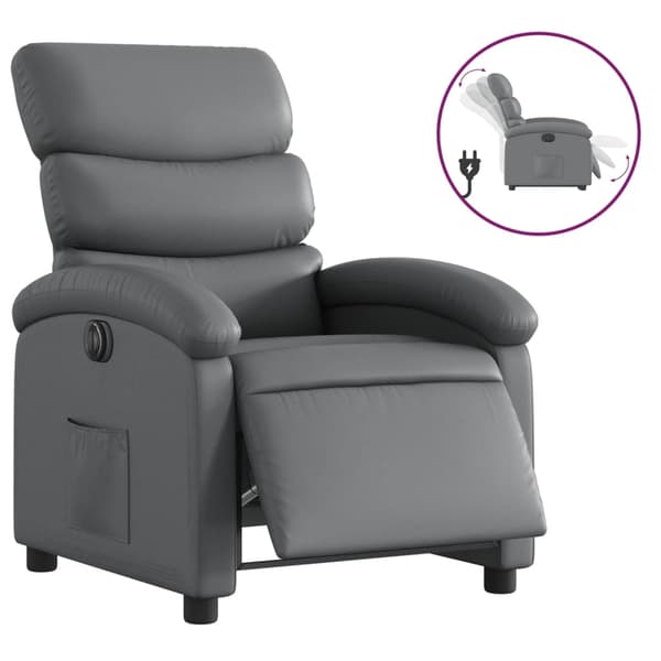 vidaXL Elektrisk reclinerfåtölj grå konstläder Grå