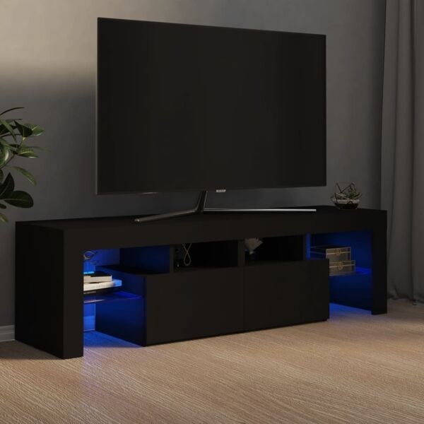 vidaXL Tv-bänk med LED-belysning svart 140x36,5x40 cm Svart