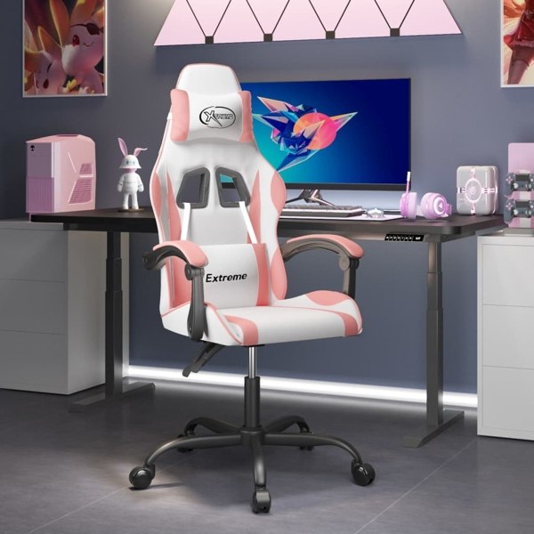 vidaXL Gamingstol vit och rosa konstläder Rosa