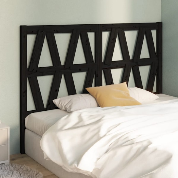 vidaXL Sänggavel svart 146x4x100 cm massiv furu Svart