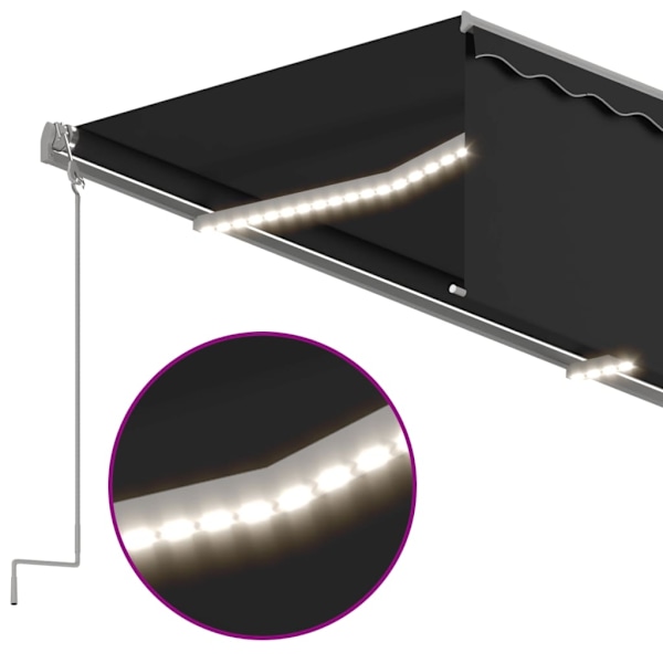vidaXL Automatiserad markis vindsensor rullgardin LED 3x2,5m antracit Antracit