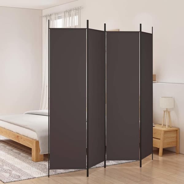vidaXL Rumsavdelare 4 paneler brun 200x200 cm tyg Brun